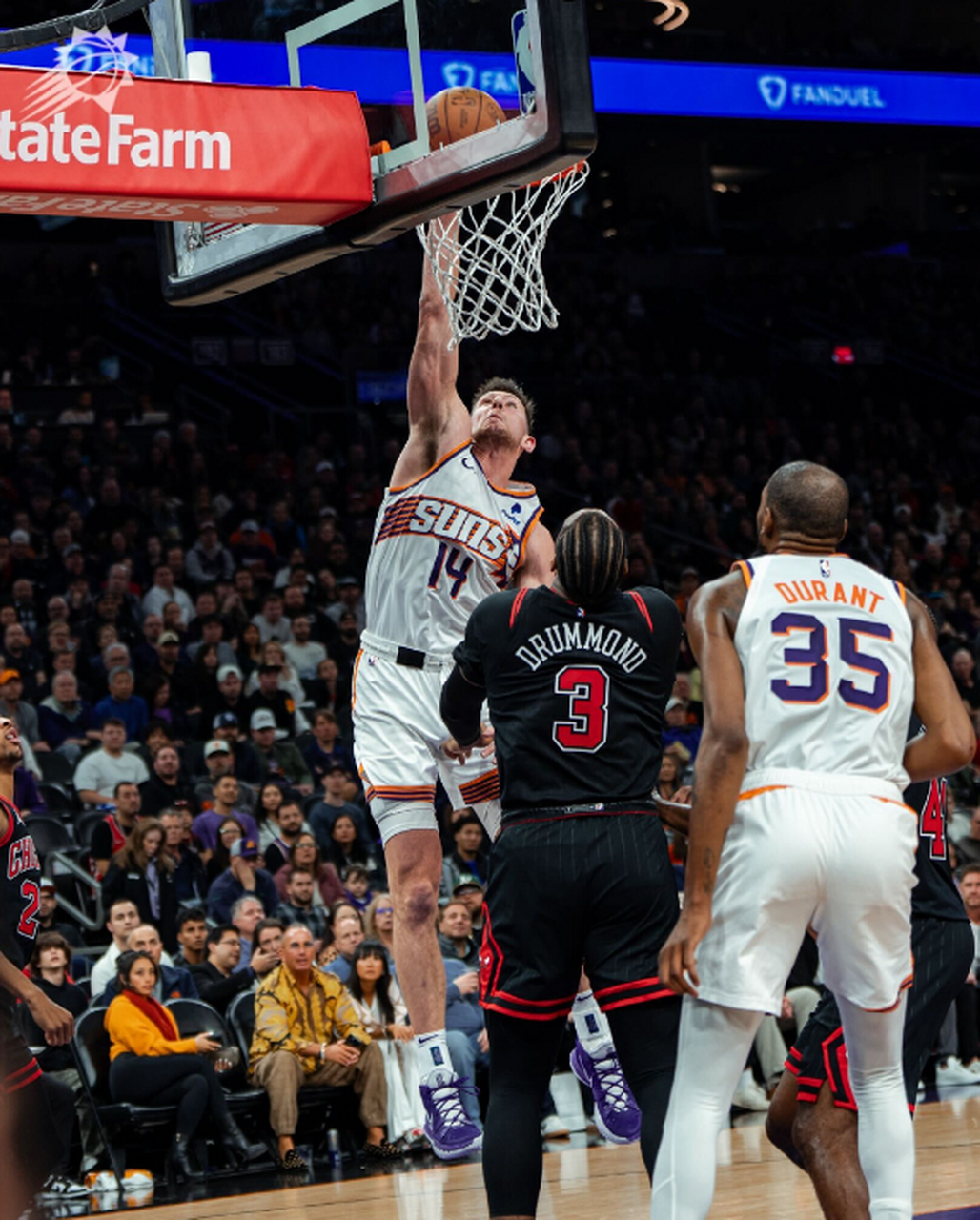 菲尼克斯太阳NBA击败芝加哥公牛杜兰特干拔命中